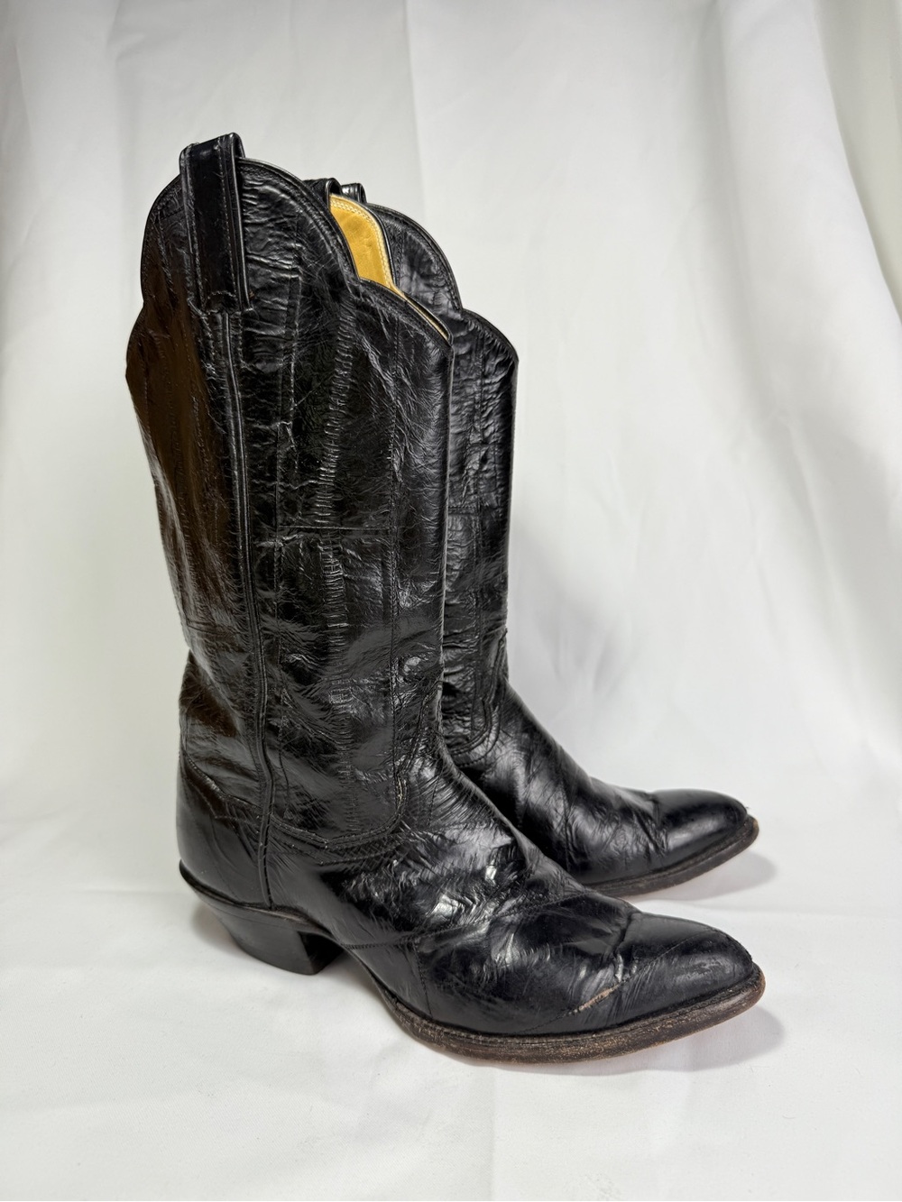 Vintage Panhandle Slim 64513 Black Leather Cowboy Boots Ladies Size 6 B Cowgirl